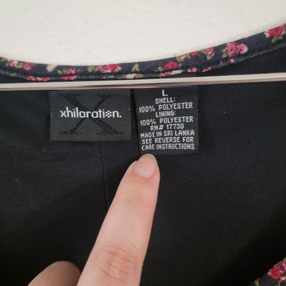 Large Black Floral Xhilaration Short SleeveMini Dress - Picture 4 of 5